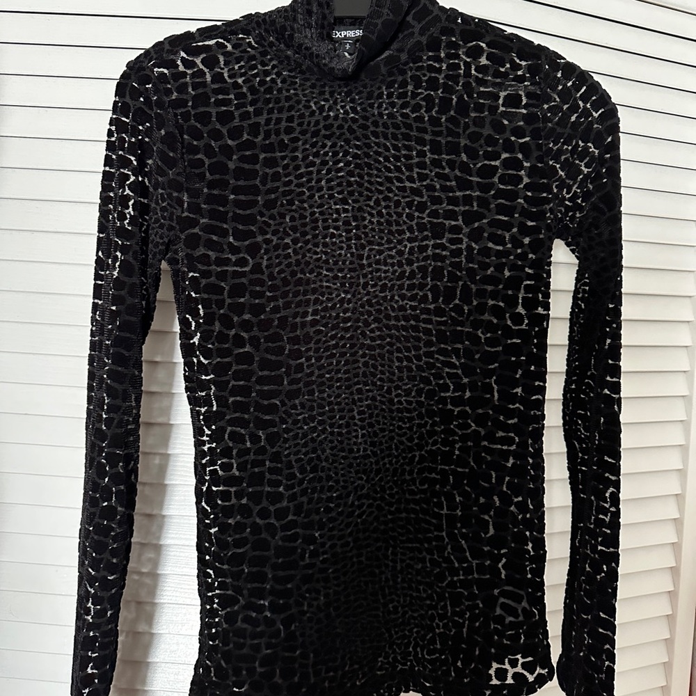 Express black velvet see through top